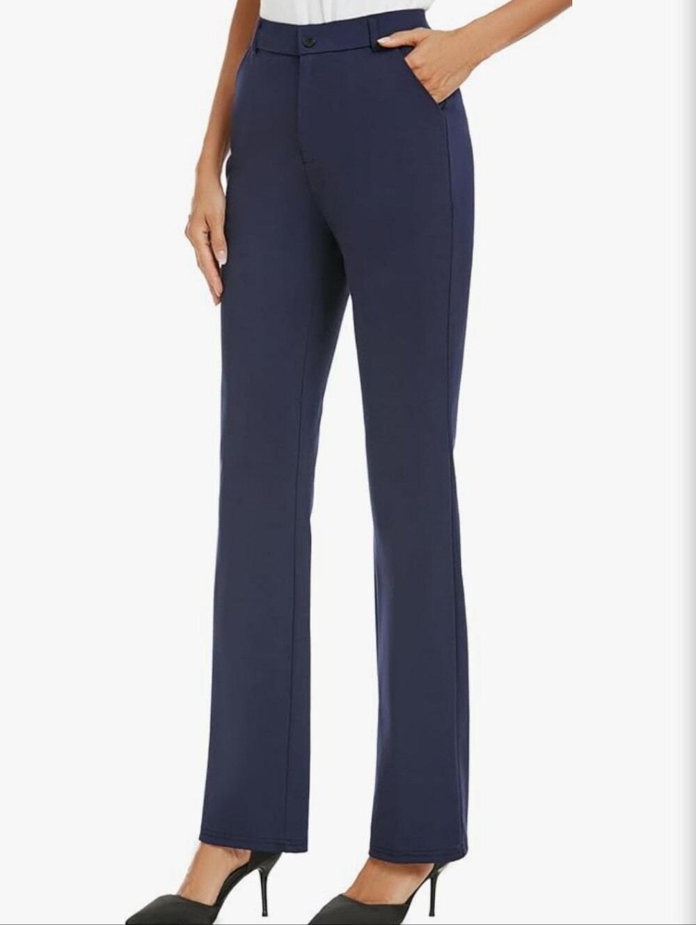 Classic Navy Boot-Cut Women's Dress Pants Extra Tall 35" Inseam